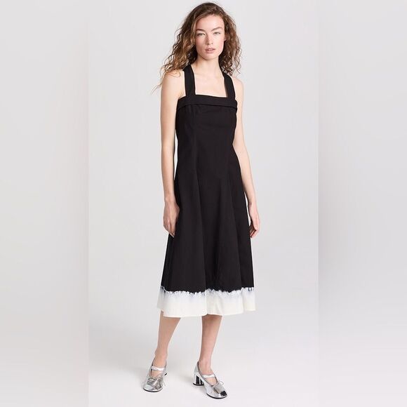 Proenza Schouler White Label Dip Hem Cotton Edie Dress Black Size 4 MSRP $500 - Picture 1 of 7